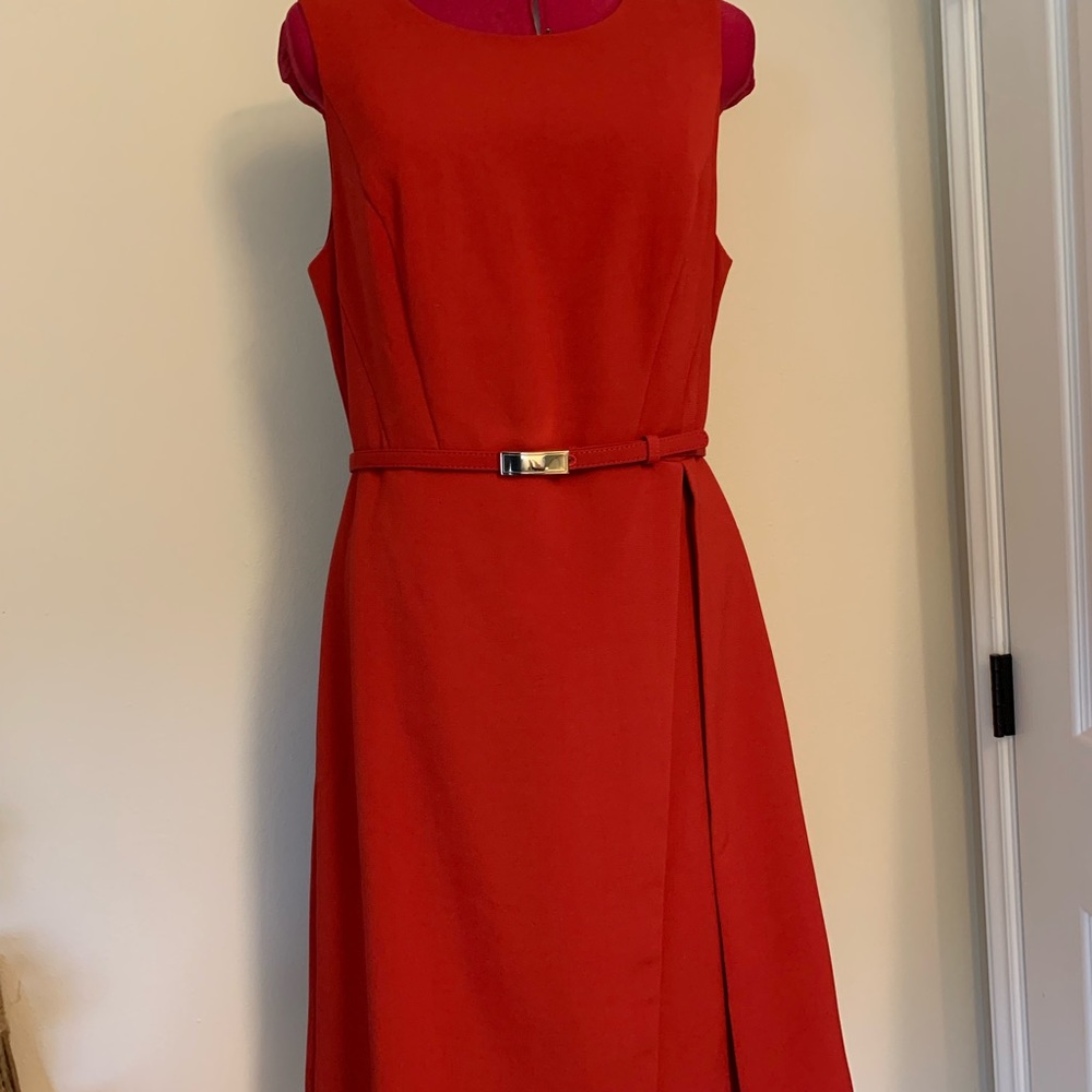 White House Black Market Red Dress Size 12 A-line Faux Wrap